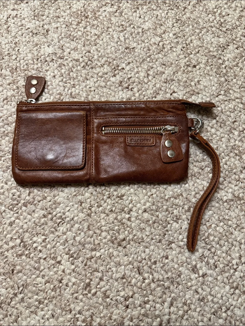 Ellington Brown Leather Wristlet Wallet